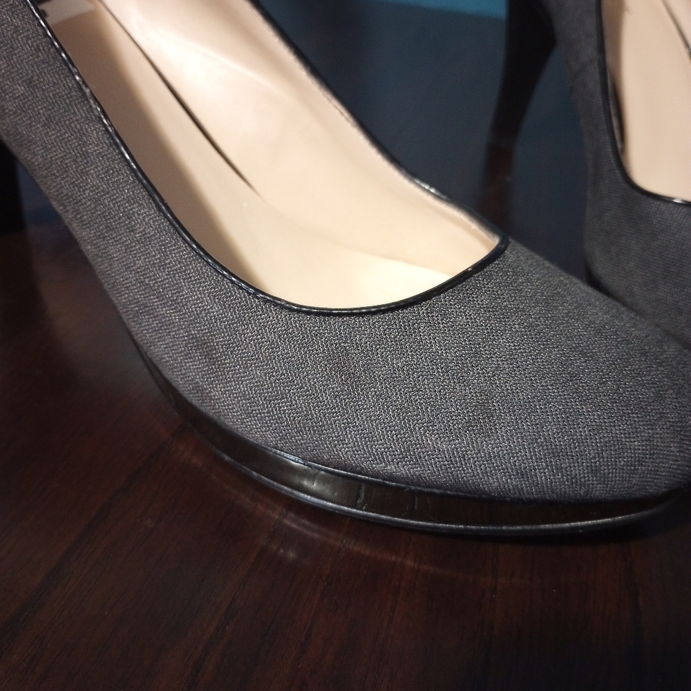 Nine West WOS 4"Heels Pumps WISE UP 2 sz 9M Gray Tweed Slip-On Classy Work Dress - Picture 4 of 14